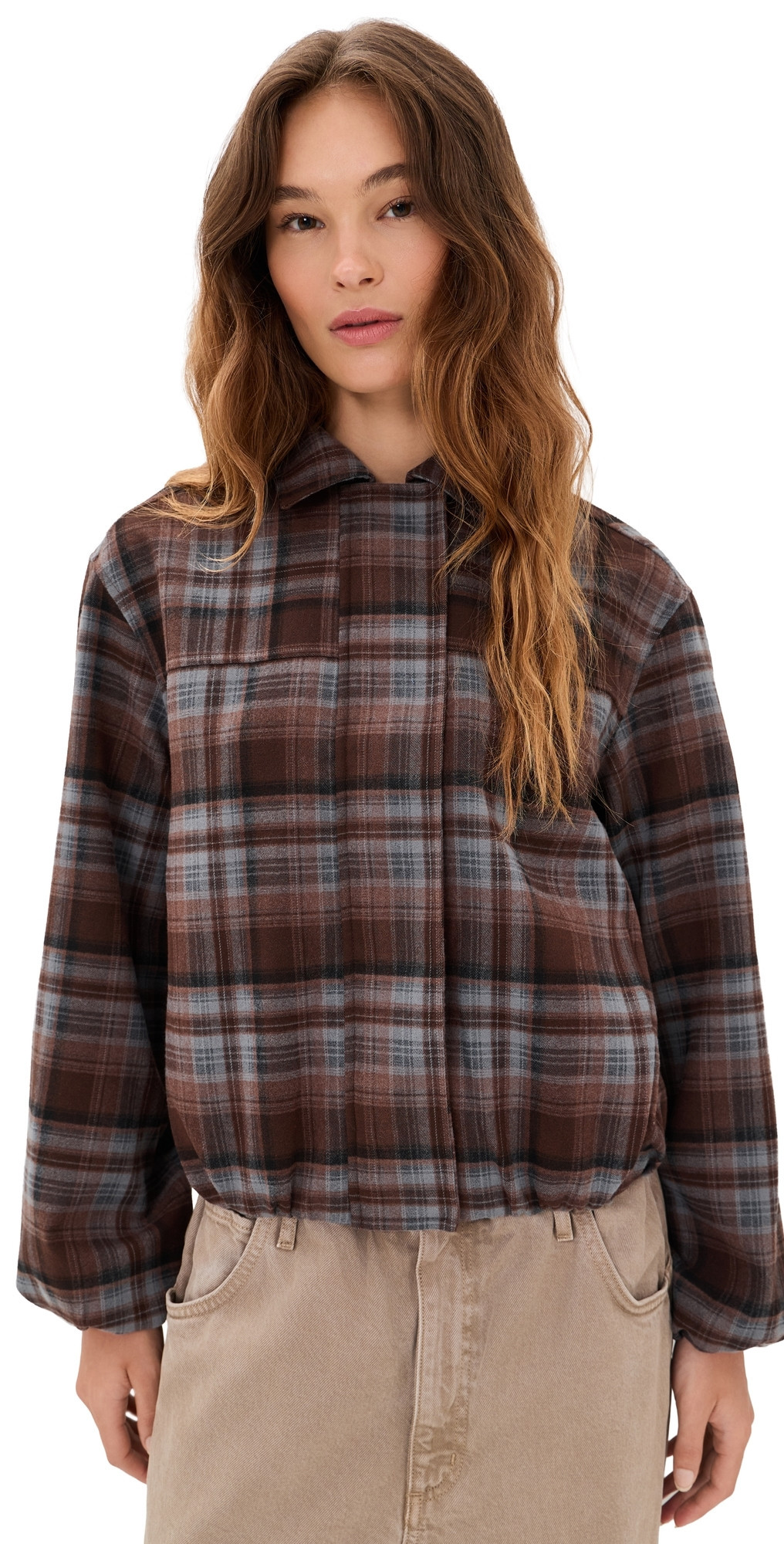 Joe's Jeans The Bella Bomber Jacket Brown/Blue Plaid S | Shopbop