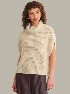 Cate: Cotton Sleeveless Turtleneck Sweater | 525 America