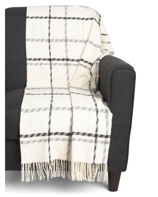 Made In Italy 50x60 Spina Check Throw | TJ Maxx