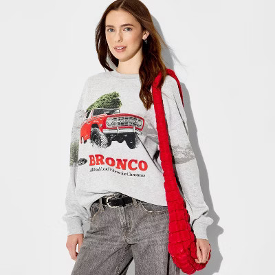 Women's Bronco Tree Graphic Sweatshirt - Heather Gray XXS | Target