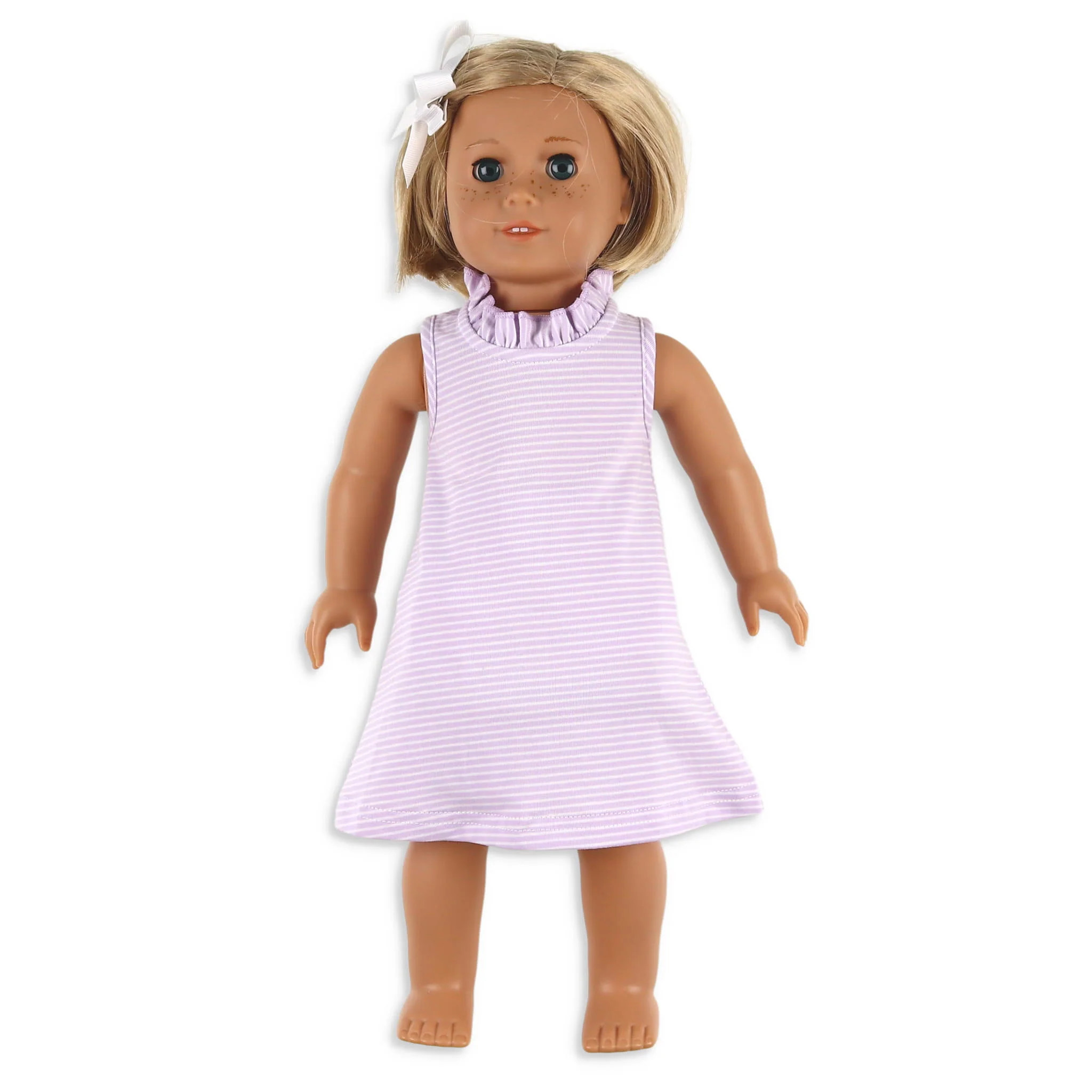 Girls Ruffle Neck Doll Dress - St. Simons Stripe - Shrimp and Grits Kids | Shrimp and Grits Kids