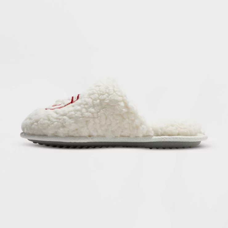 dluxe by dearfoams Women's W Happy Face Slide Slippers - Cream | Target