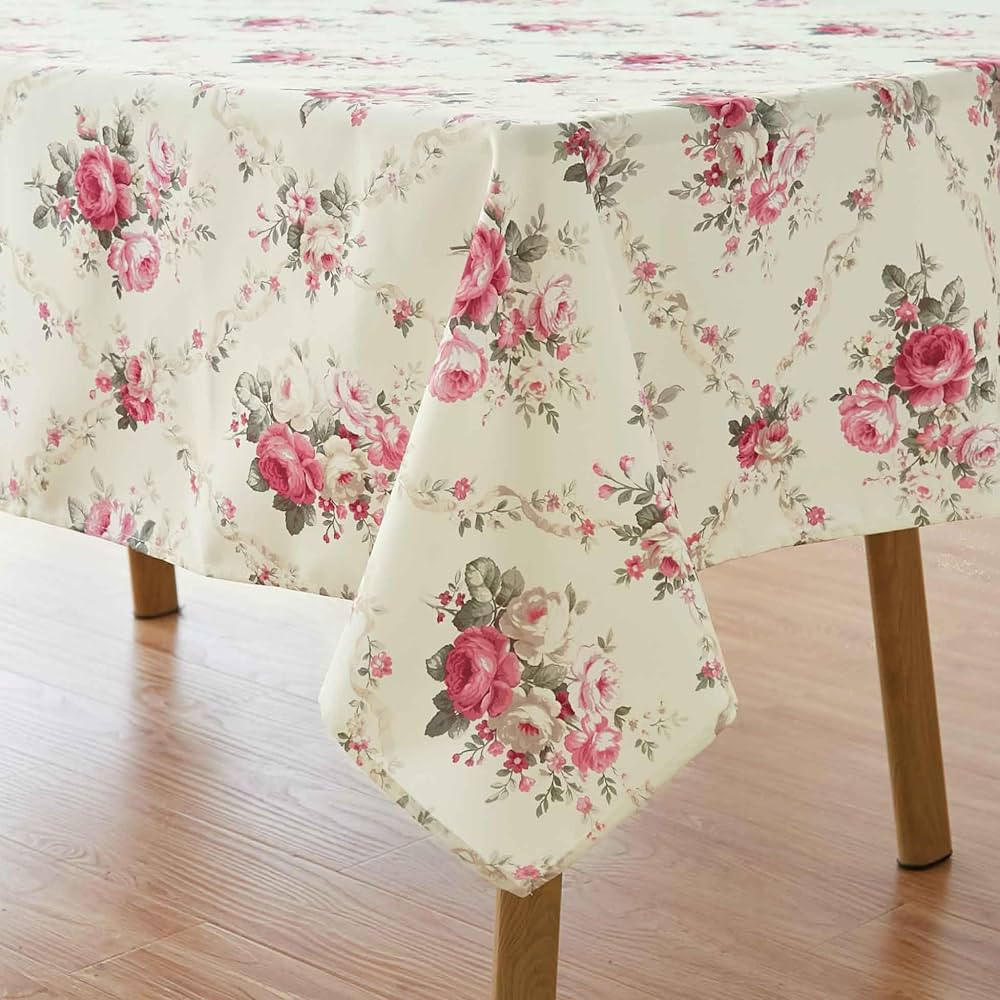 Vintage Floral Rectangle Tablecloth Shabby Chic Flower Table Cloth Spring Table Cover Waterproof ... | Amazon (US)