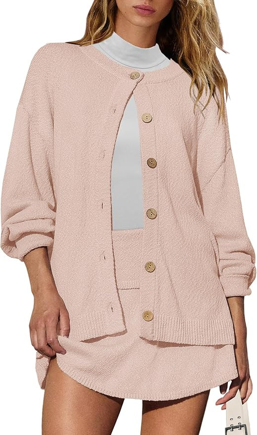 Panadila Womens Sweater Skirt Set 2 Piece Outfits Sweater Skort Set Lounge Cardigan and Knit Skir... | Amazon (US)