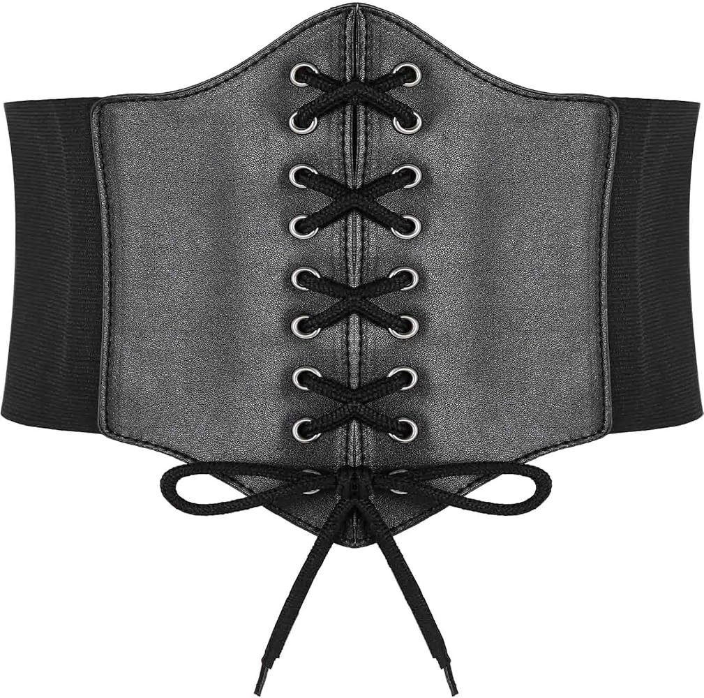 Hoerev Corsets Belt Tops Leather Vest Pirate Halloween Costume Lace Up Waist Belt Bustiers Corset... | Amazon (US)