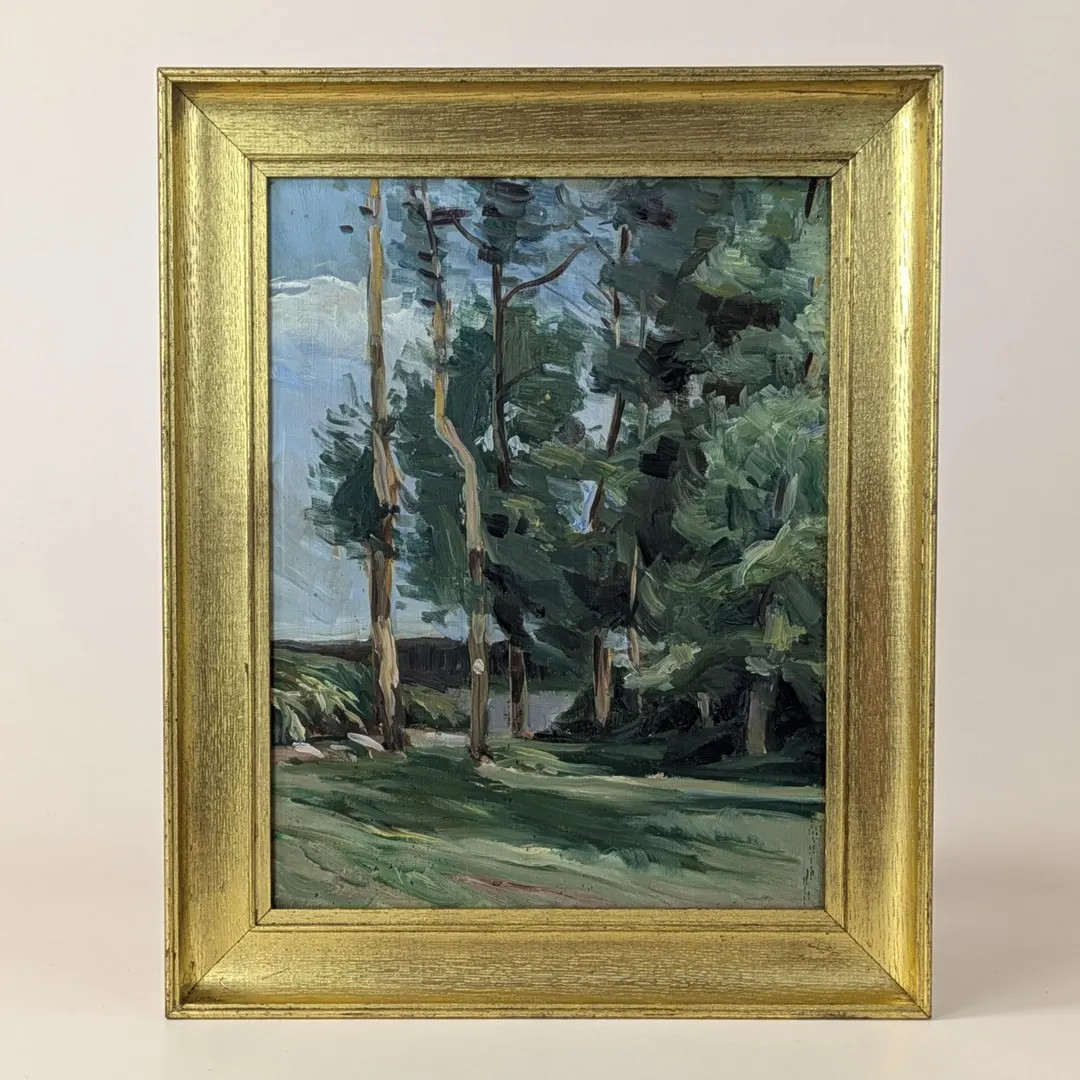 Vintage French Oil Painting 1930s Landscape Woodland Scene Gilt Frame, Wall Art From France, Home... | Etsy (US)