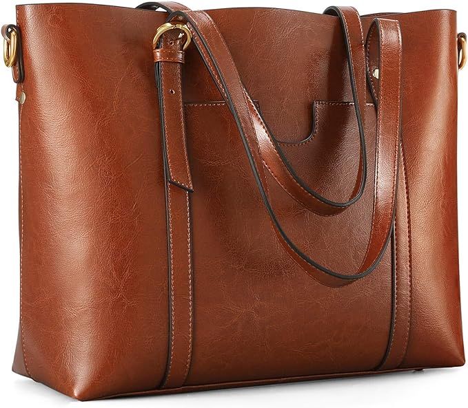 Kattee Genuine Leather Women Tote Bag Soft Handbags Vintage Shoulder Purses Fashion Top Handle Ba... | Amazon (US)