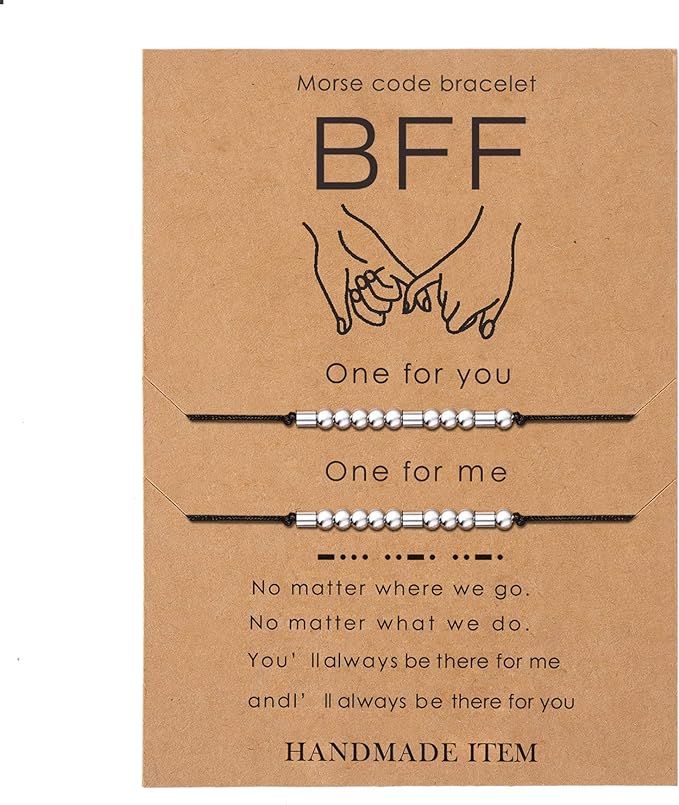 Morse Code Bracelet Pinky Promise Couple Distance Matching Secret Message Friendship Handmade Adj... | Amazon (US)