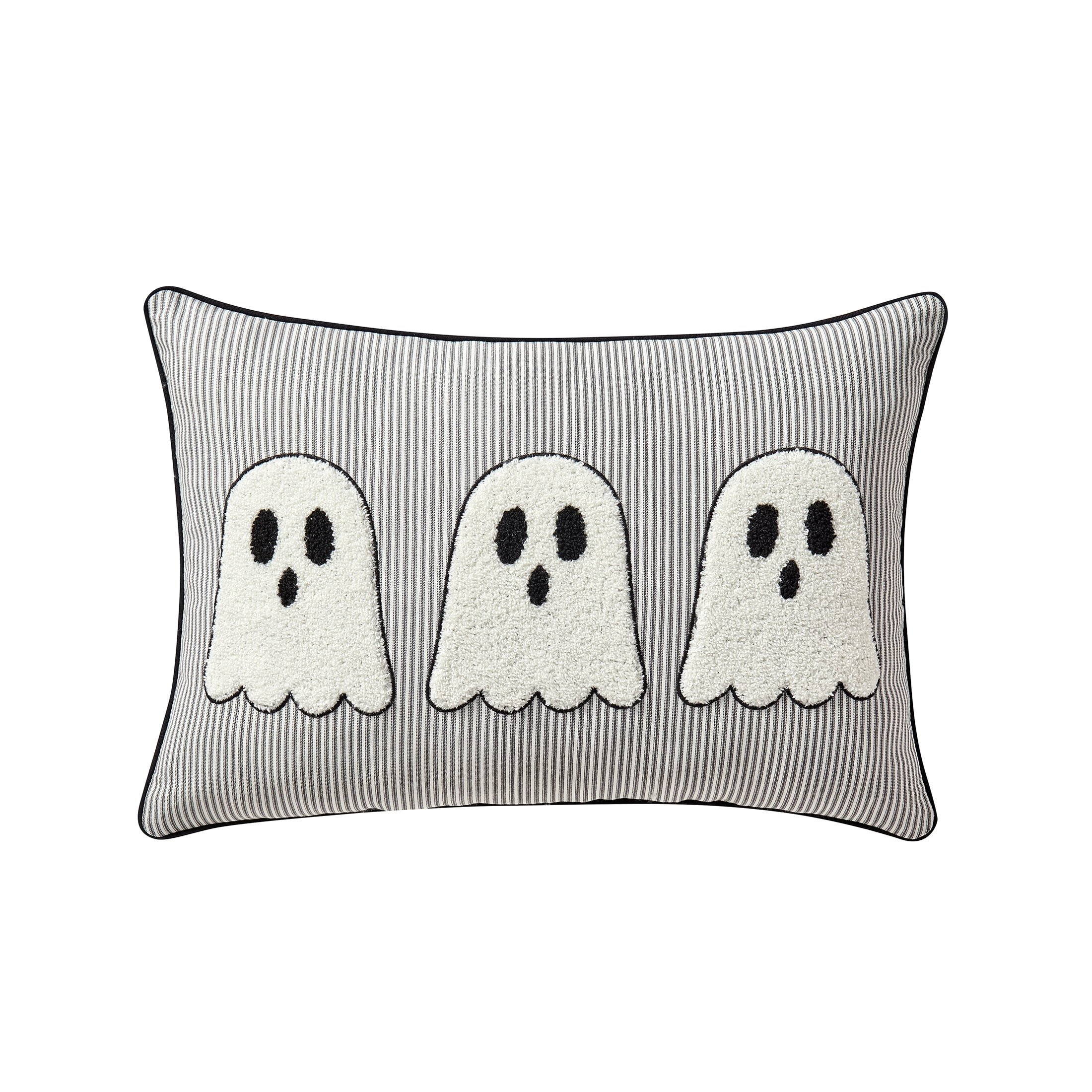 My Texas House 14" x 20" Ivory/Black Tufted Ghosts Oblong Decorative Pillow | Walmart (US)