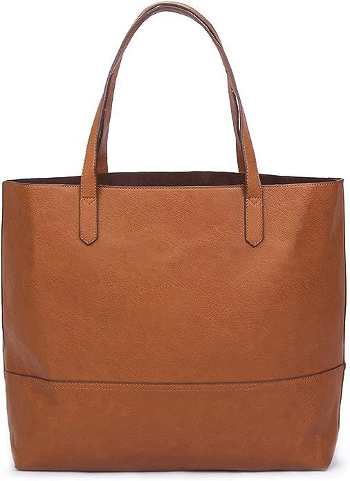 Overbrooke Large Vegan Leather Tote - Womens Slouchy Shoulder Bag with Open Top | Amazon (US)