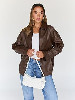 Trendy Queen Womens Leather Jackets Oversized Faux Motorcycle Plus Size Moto Biker Coat Fall Outf... | Amazon (US)