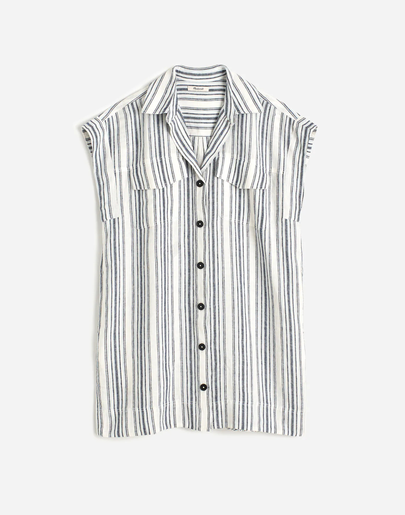 Utility Short-Sleeve Mini Shirtdress in 100% Linen | Madewell | Madewell