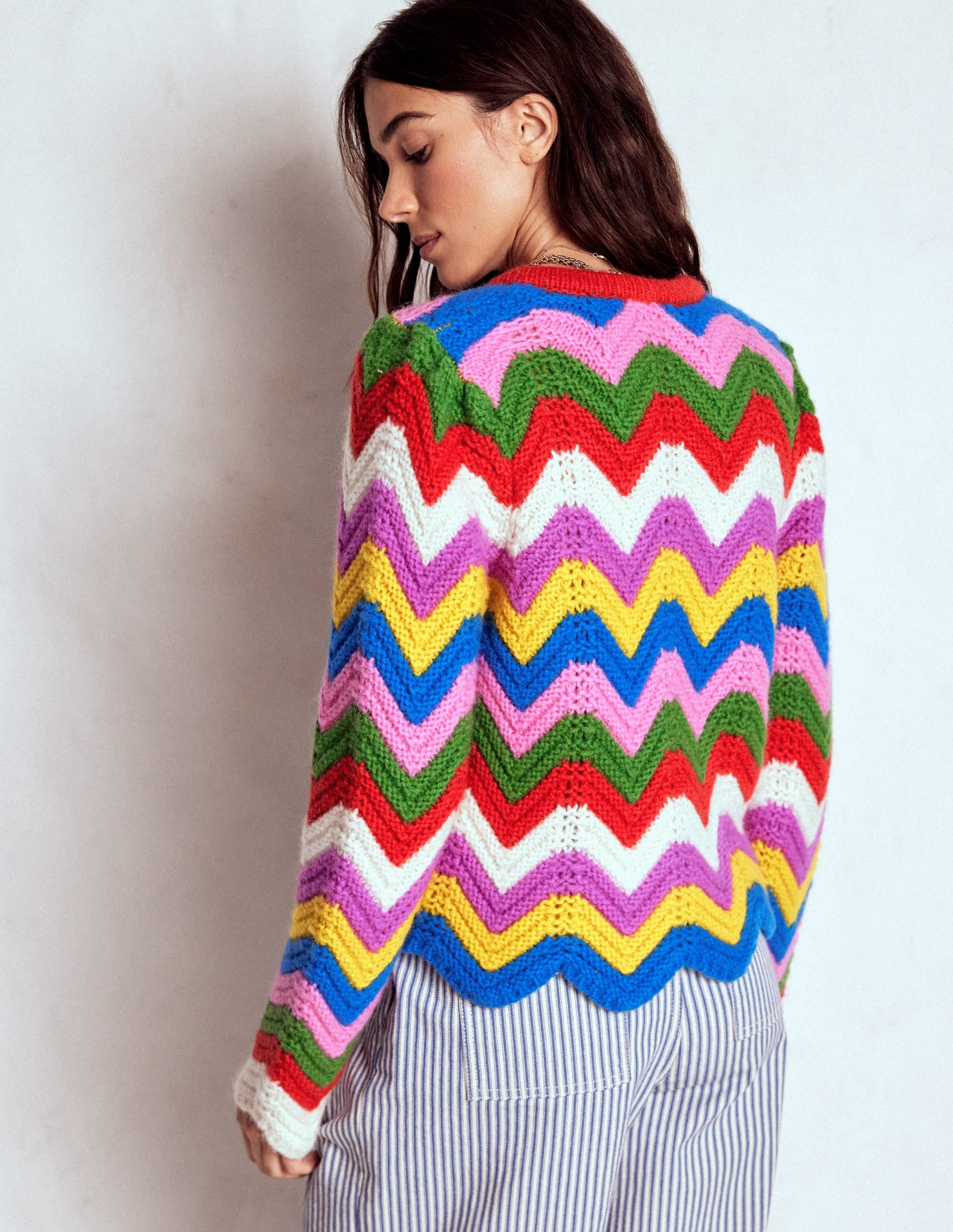 Chunky Chevron Knitted Jacket-Multi, Zig Zag | Boden (US)