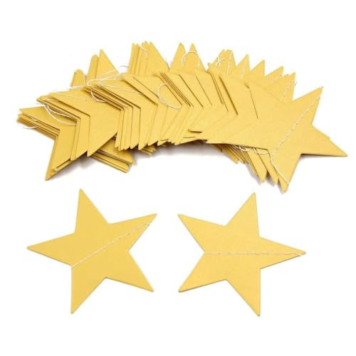 130 Feet, Gold Star Garland Hanging Decor, Star Streamer Bunting Banner Decorations, Twinkle Star Backdrop for Graduation, Birthday, Wedding, Christmas Party,New Year | Amazon (US)