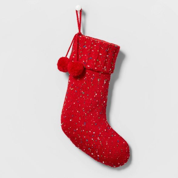 Speckled Knit Christmas Stocking Red - Wondershop&#8482; | Target