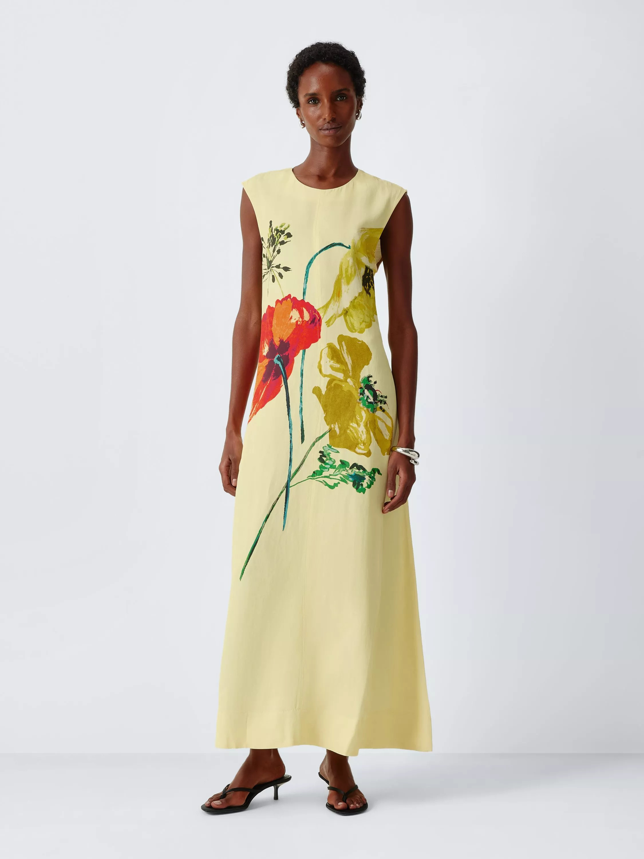 Floral Print Sleeveless Column Maxi Dress, Poppy Placement | John Lewis (UK)