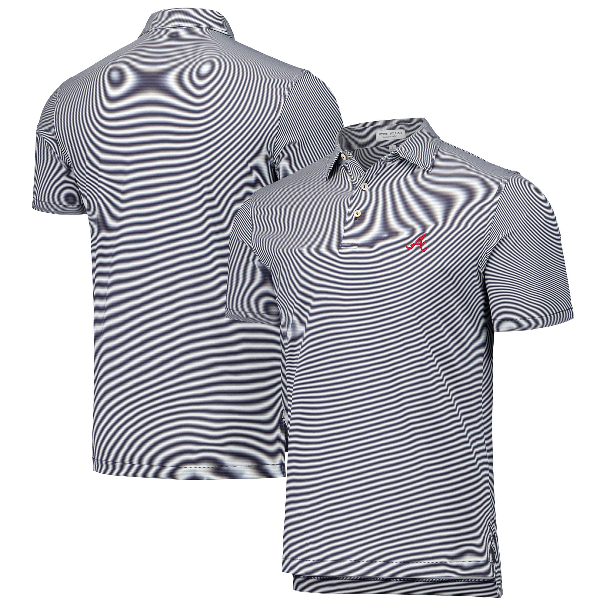 Men's Peter Millar Navy Atlanta Braves Jubilee Stripe Stretch Jersey Polo | Fanatics