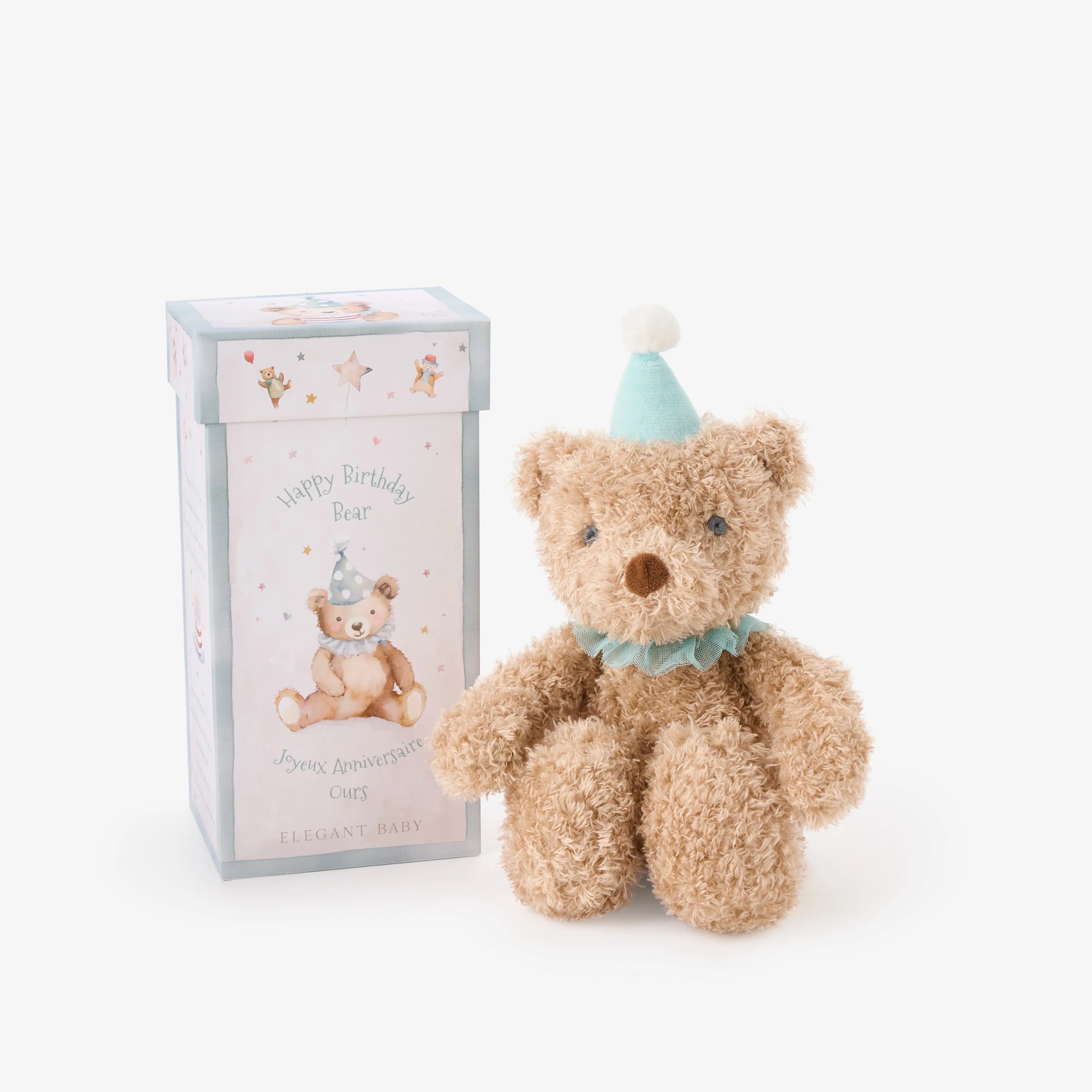 Aqua Birthday Bear Plush Toy w/ Gift Box | Elegant Baby