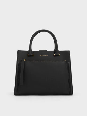 Black Anwen Structured Tote Bag | CHARLES & KEITH UK | Charles & Keith UK