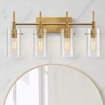 KAWOTI Sylind 27.5-in 4-Light Gold Modern/Contemporary Vanity Light | Lowe's