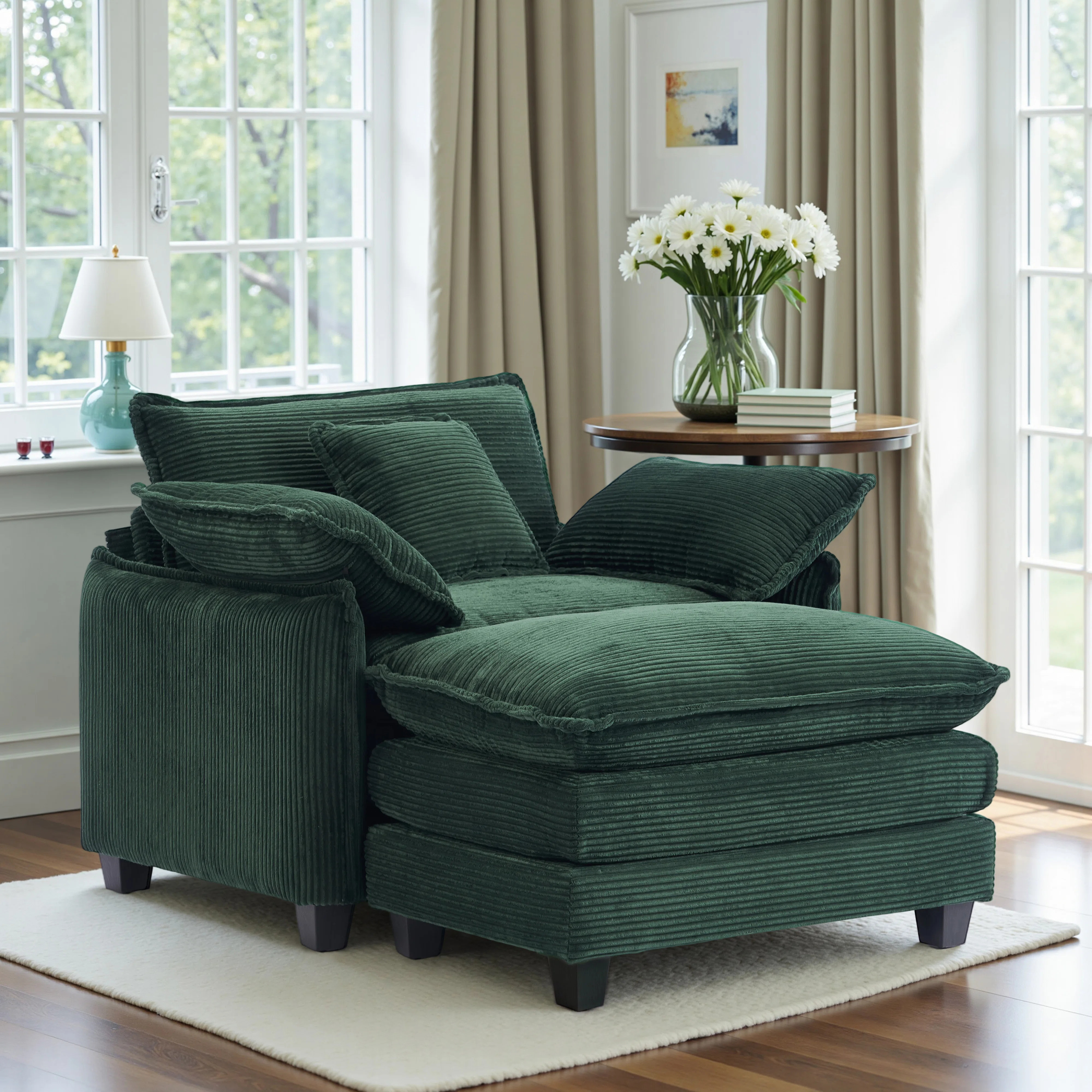 40"oversized Chair And Ottoman Set, Corduroy Cloud Sofa With Extra Deep Seat For Apartment, Livin... | Wayfair North America