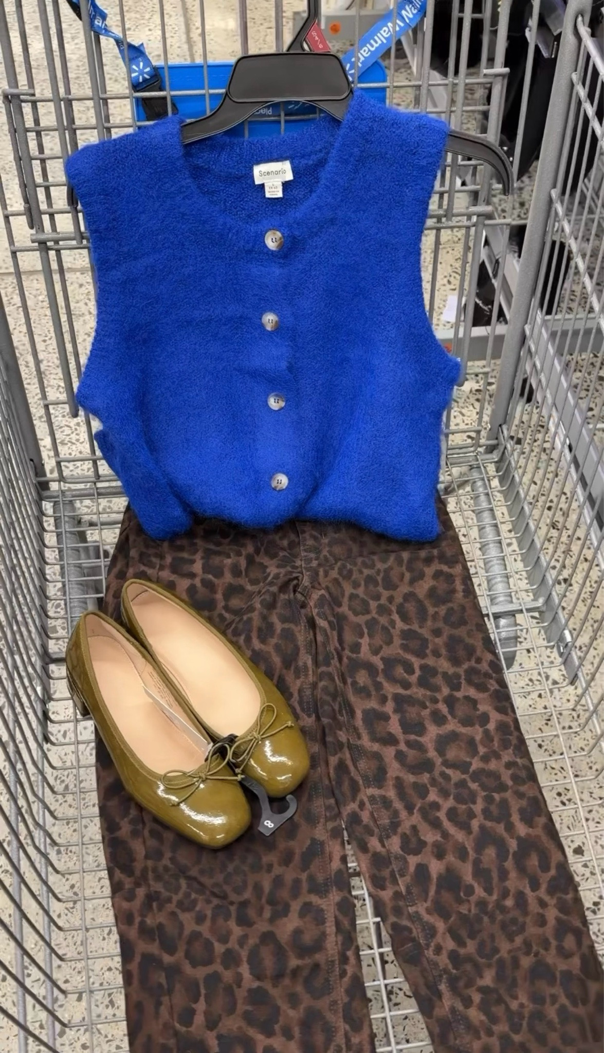 Walmart fall outfit idea, smart casual combo with this cobalt blue sweater top, leopard jeans and chartreuse green pumps. Fit is true to size, I got a small in the top, no need to size up. #walmartfashion

#LTKOver40