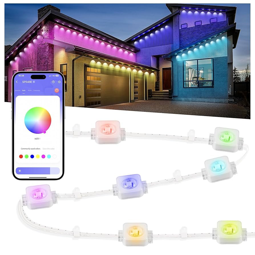 Nexillumi Permanent Outdoor Lights for House, 100ft Smart RGB Outside Lights with 72 Scene Modes,... | Amazon (US)