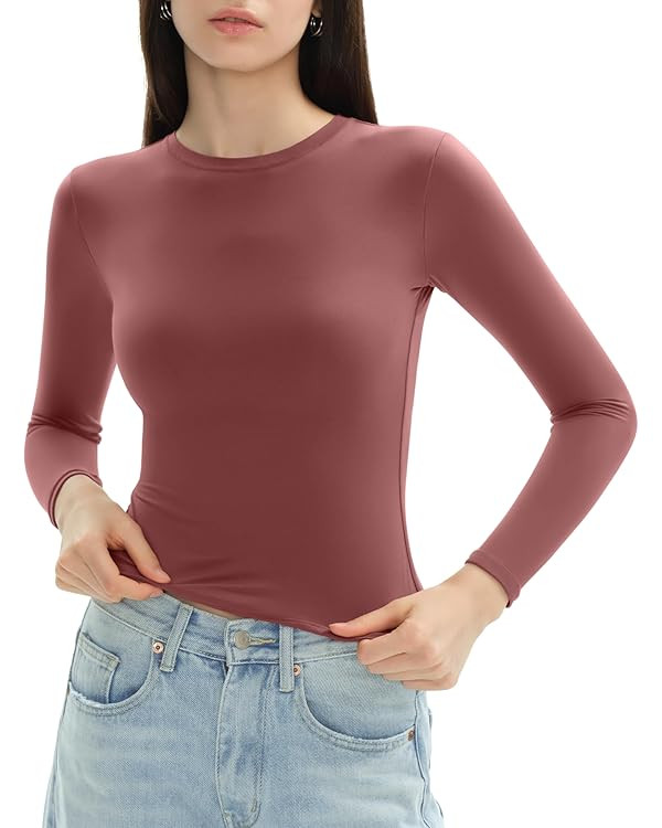 Women's Long Sleeve Shirts Crew Neck Slim Fit Going Out Tops Basic Tees Barely There Collection | Amazon (US)