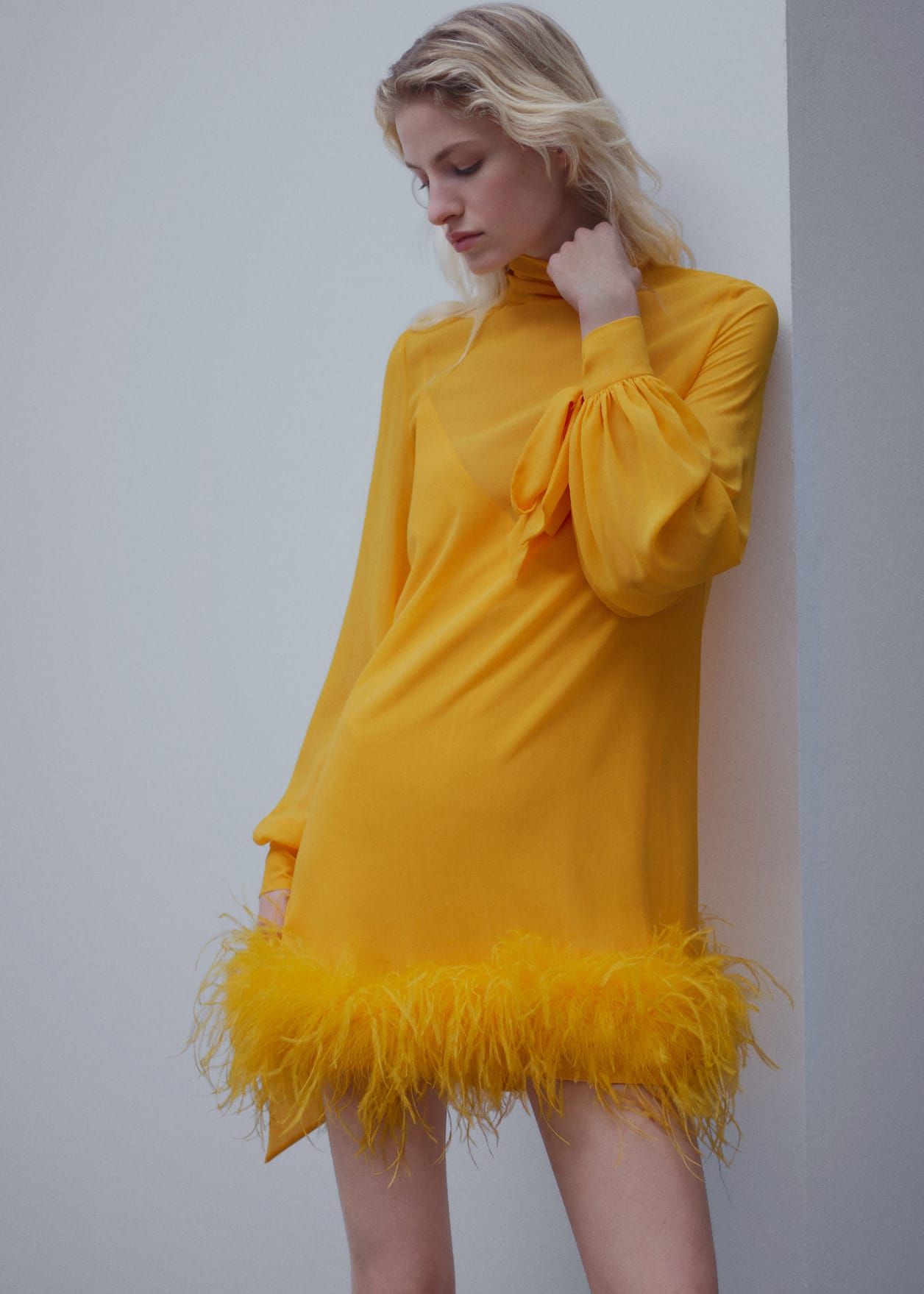 Semitransparent feather dress | MANGO (US)