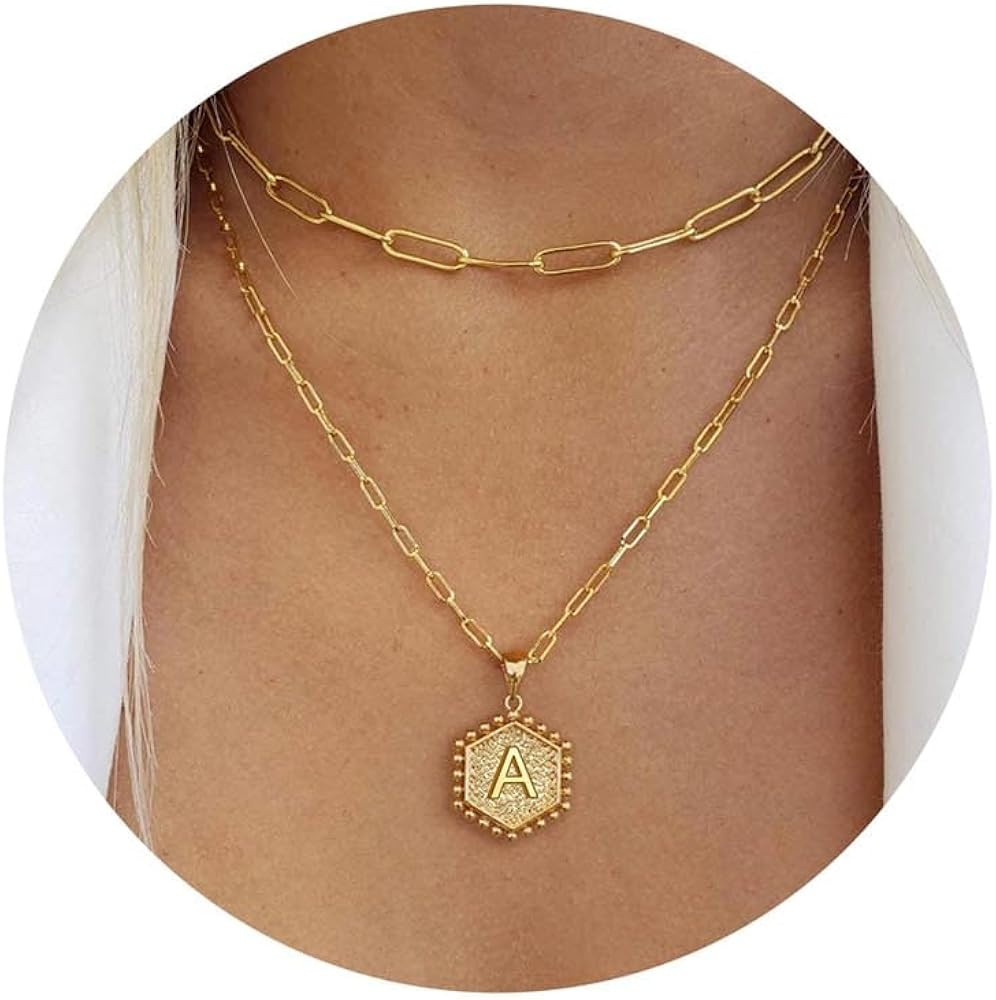M MOOHAM Dainty Gold Necklace for Women Girls - 14K Gold Plated Initial Necklaces for Women Trend... | Amazon (US)