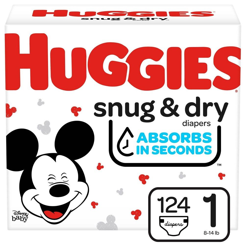Huggies Snug & Dry Baby Disposable Diapers Super Pack - Size 1 - 124ct | Target