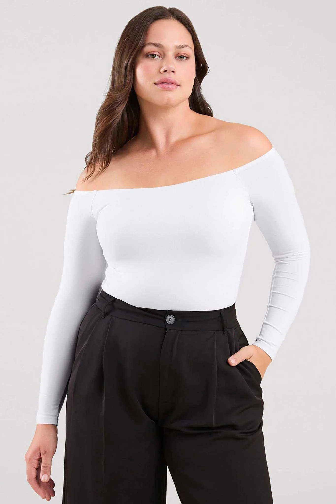 Off The Shoulder Bodysuit | White S | nuuds