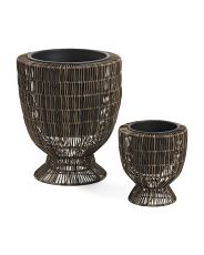 Set Of 2 Outdoor Open Weave Polyrattan Planters | Marshalls