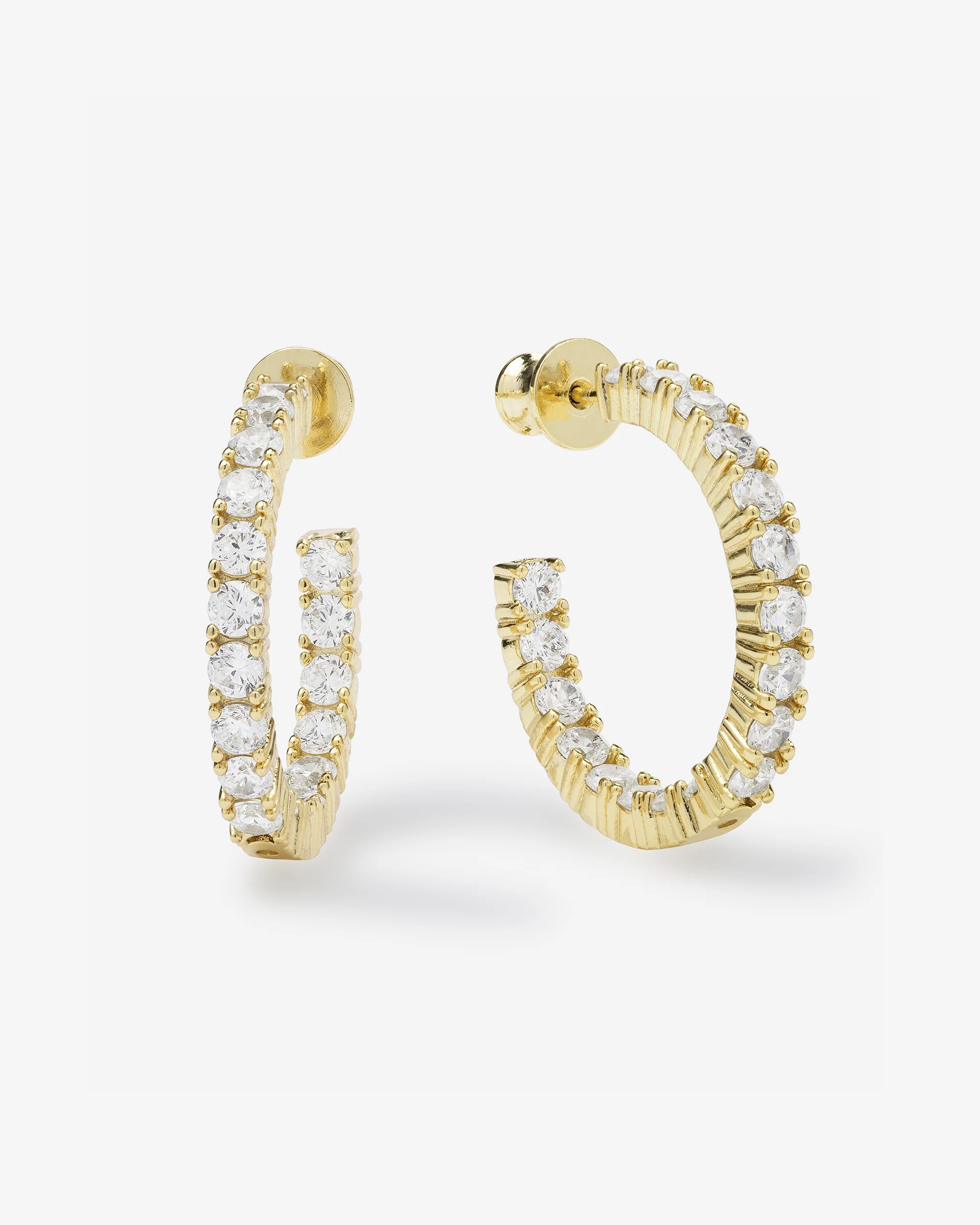 Heiress Hoops 1" - Gold|White Diamondettes | Melinda Maria Jewelry