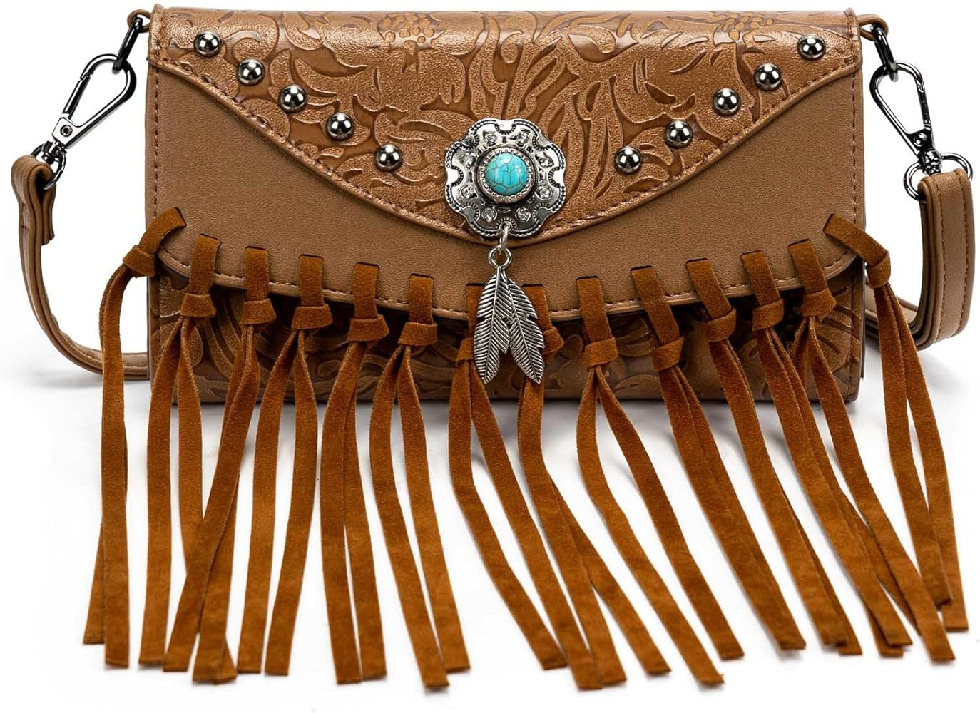 Small Crossbody Bags for Women Crossbody Handbag Fringe Purse Tassel Shoulder Bag Turquoise Conch... | Amazon (US)