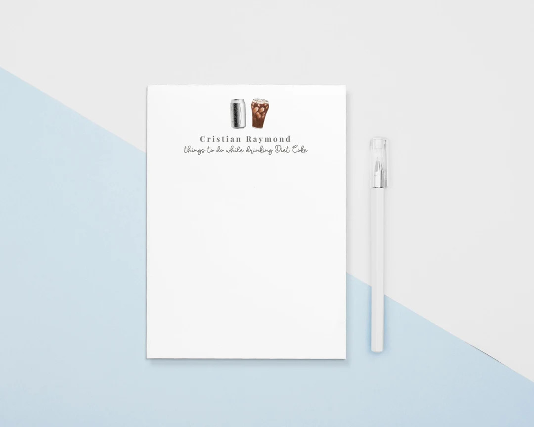 Personalized Diet Coke Lover Notepad Stationery, Coke Lover Gift, Things to Do While Drinking Die... | Etsy (US)