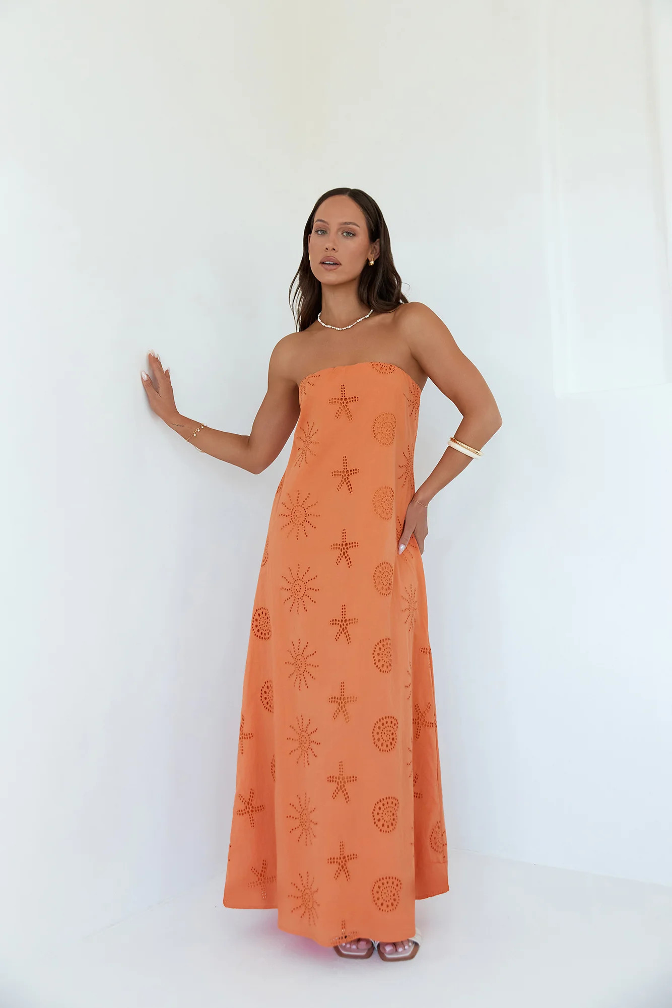 Heart To Heart Strapless Maxi Dress Orange | Fortunate One
