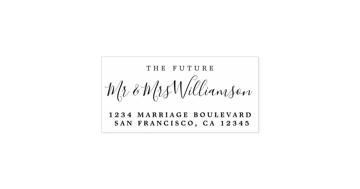 Chic Script Future Mr Mrs Wedding Return Address Self-inking Stamp | Zazzle | Zazzle