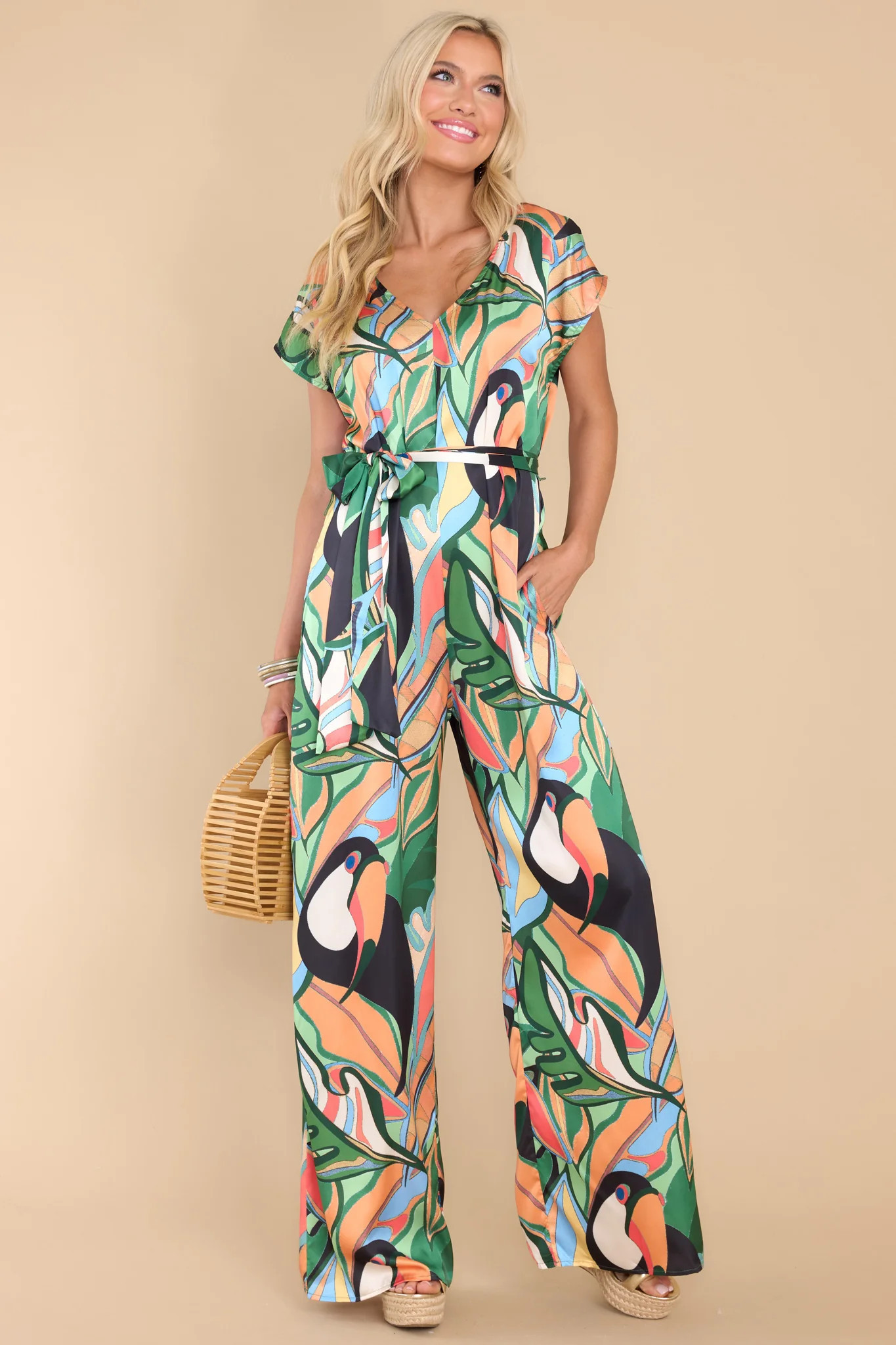 Vivacious Love Green Multi Print Jumpsuit | Red Dress 