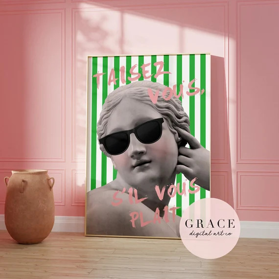 Ancient Aesthetic Statue Head Print  Shut up Please Striped  - Etsy | Etsy (US)