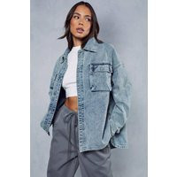 Womens Extreme Oversized Denim Shacket - Blue - 12 | boohoo (US & Canada)