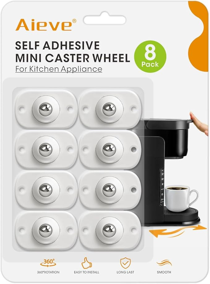 Aieve Appliance Rollers, 8 Pack Small Appliance Slider, Self Adhesive Caster Wheels, Mini Swivel ... | Amazon (US)