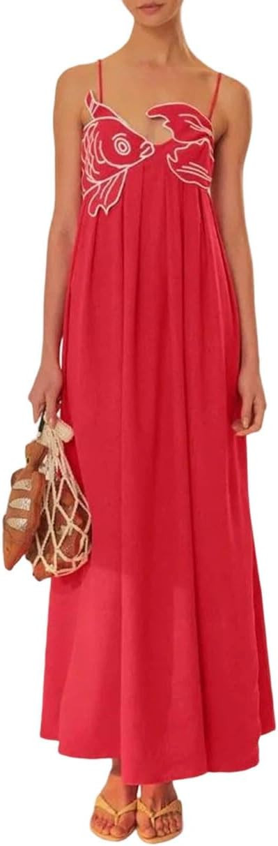 Women's Summer Spaghetti Strap Sleeveless Backless Street Style Party Mermaid Long Dress | Amazon (US)