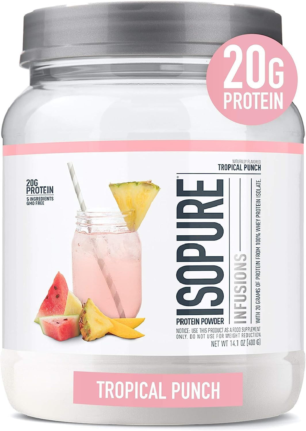 Isopure Clear Whey Isolate Protein Powder Infusions, Lactose Free, Gluten Free, Naturally Flavore... | Amazon (US)