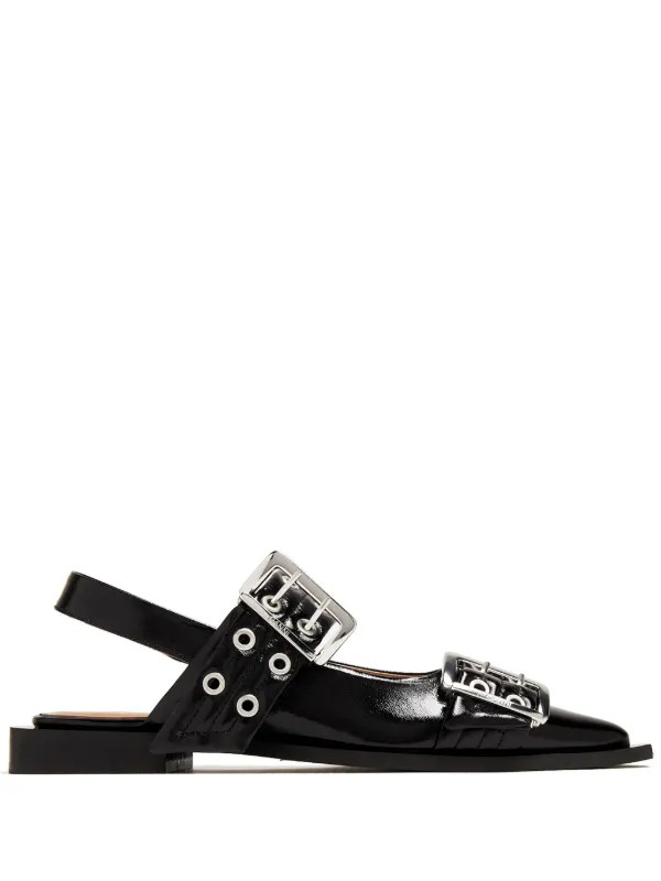 GANNI Buckle Ballet Pumps | Black | FARFETCH IE | Farfetch Global