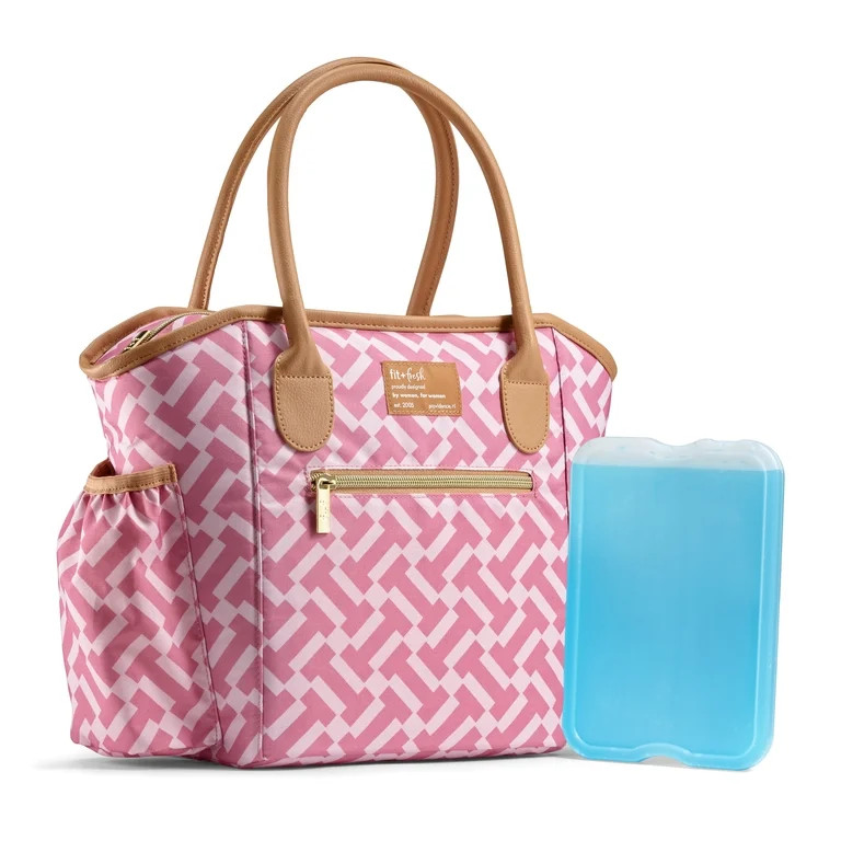 Fit & Fresh Beechwood Women's Lunch Tote with XL Ice Pack, Pink Geometric | Walmart (US)