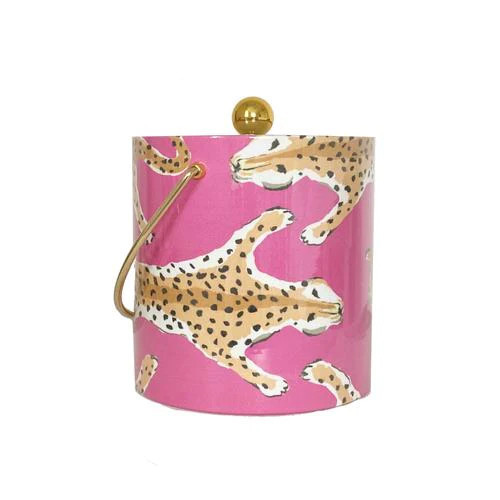 Dana Gibson Leopard Pink Ice Bucket | DecoratorsBest | DecoratorsBest