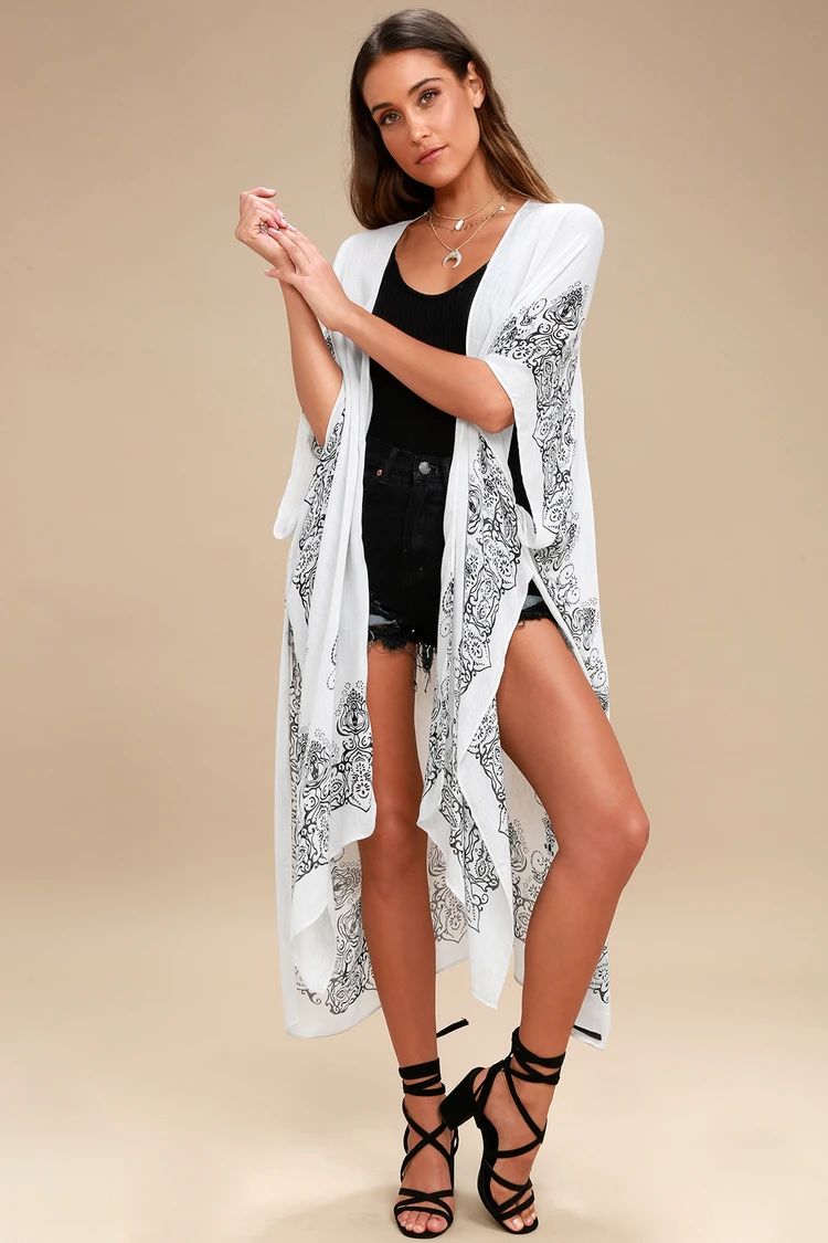 Exotic Sol Black and Grey Print Kimono Top | Lulus (US)