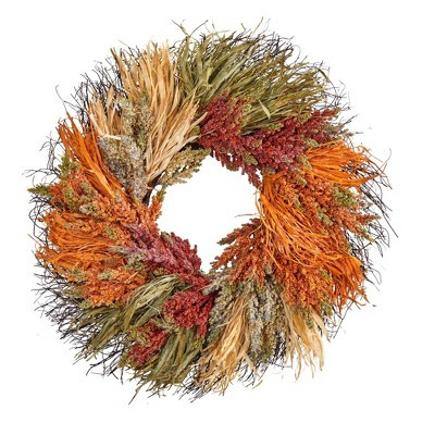 Nearly Natural 26” Fall Sorghum Harvest Autumn Artificial Wreath | Target