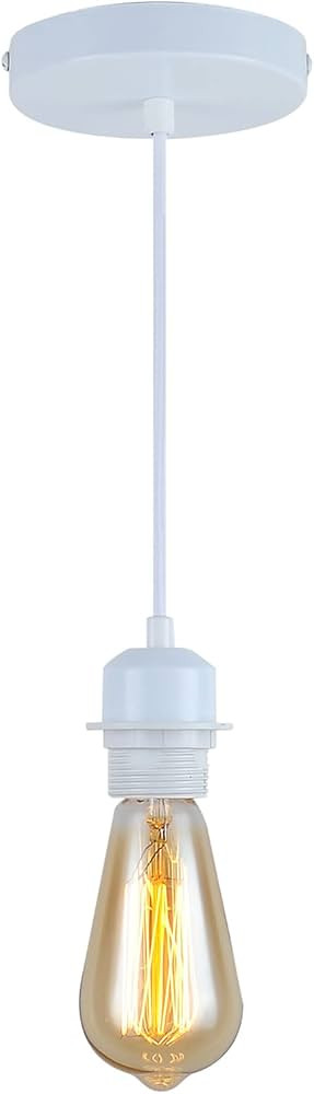 Industrial Mini Pendant Light Kit, E26 Vintage Style White Cord Hanging Light Fixture for Farmhou... | Amazon (US)